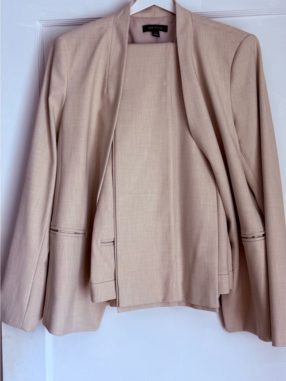Ann Taylor Light Beige Open-Front Blazer
